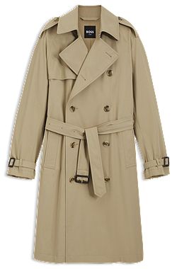 Water-repellent trench coat in cotton twill