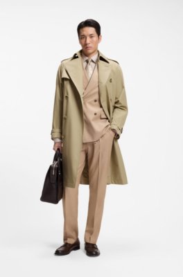 Water-repellent trench coat in cotton twill