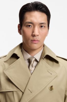 Water-repellent trench coat in cotton twill, Beige