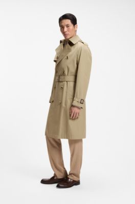 Water-repellent trench coat in cotton twill, Beige