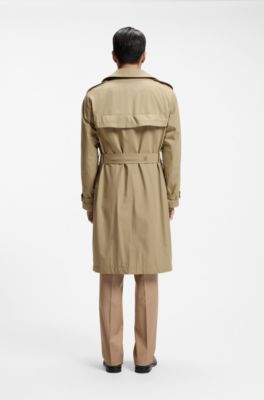 Water-repellent trench coat in cotton twill, Beige