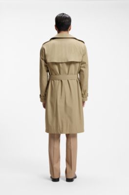 Water-repellent trench coat in cotton twill, Beige