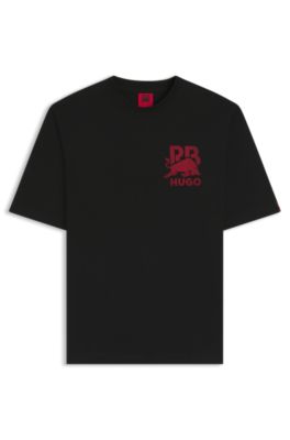 HUGO x RB リラックスフィットTシャツ ブルモチーフ, ブラック