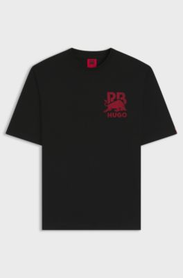 HUGO x RB relaxed-fit T-shirt met stiermotief, Zwart