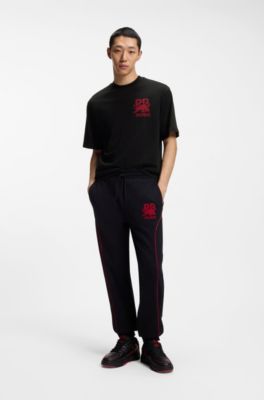 HUGO x RB relaxed-fit T-shirt met stiermotief, Zwart