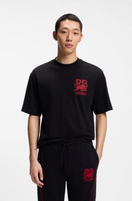 HUGO x RB relaxed-fit T-shirt with bull motif, Black