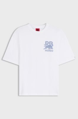 HUGO x RB relaxed-fit T-shirt met stiermotief, Wit