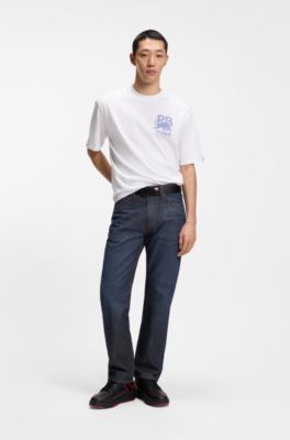 HUGO x RB リラックスフィットTシャツ ブルモチーフ, ホワイト