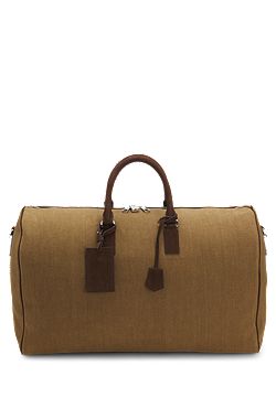 BOSS BY BECKHAM linen holdall with suede trims