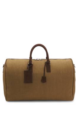 BOSS BY BECKHAM linen holdall with suede trims 1