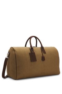 BOSS BY BECKHAM linnen weekendtas met su&egrave;de details, Lichtbruin