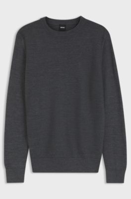 Mixed-structure sweater in a virgin-wool blend, Dark Grey