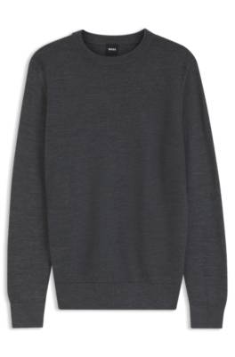 Boss Mixed-structure sweater in a virgin-wool blend stickade tröjor herr – bild 4
