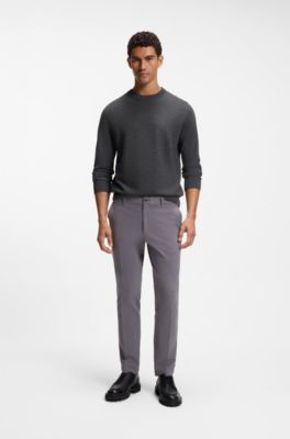 Mixed-structure sweater in a virgin-wool blend, Dark Grey