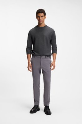 Boss Mixed-structure sweater in a virgin-wool blend stickade tröjor herr – bild 2