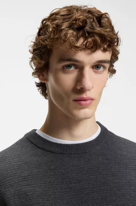 Mixed-structure sweater in a virgin-wool blend