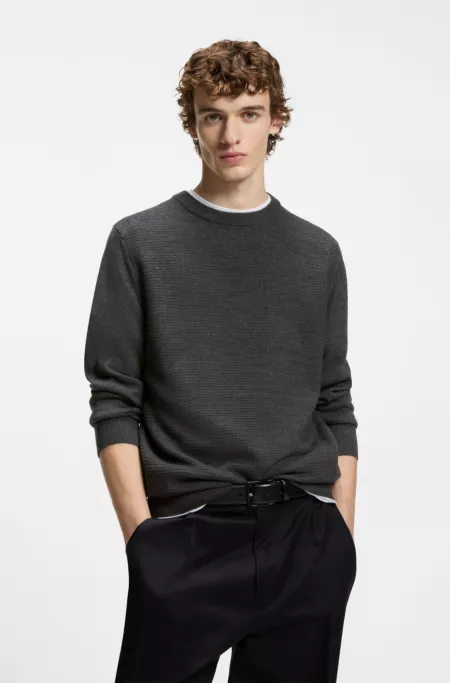 Mixed-structure sweater in a virgin-wool blend