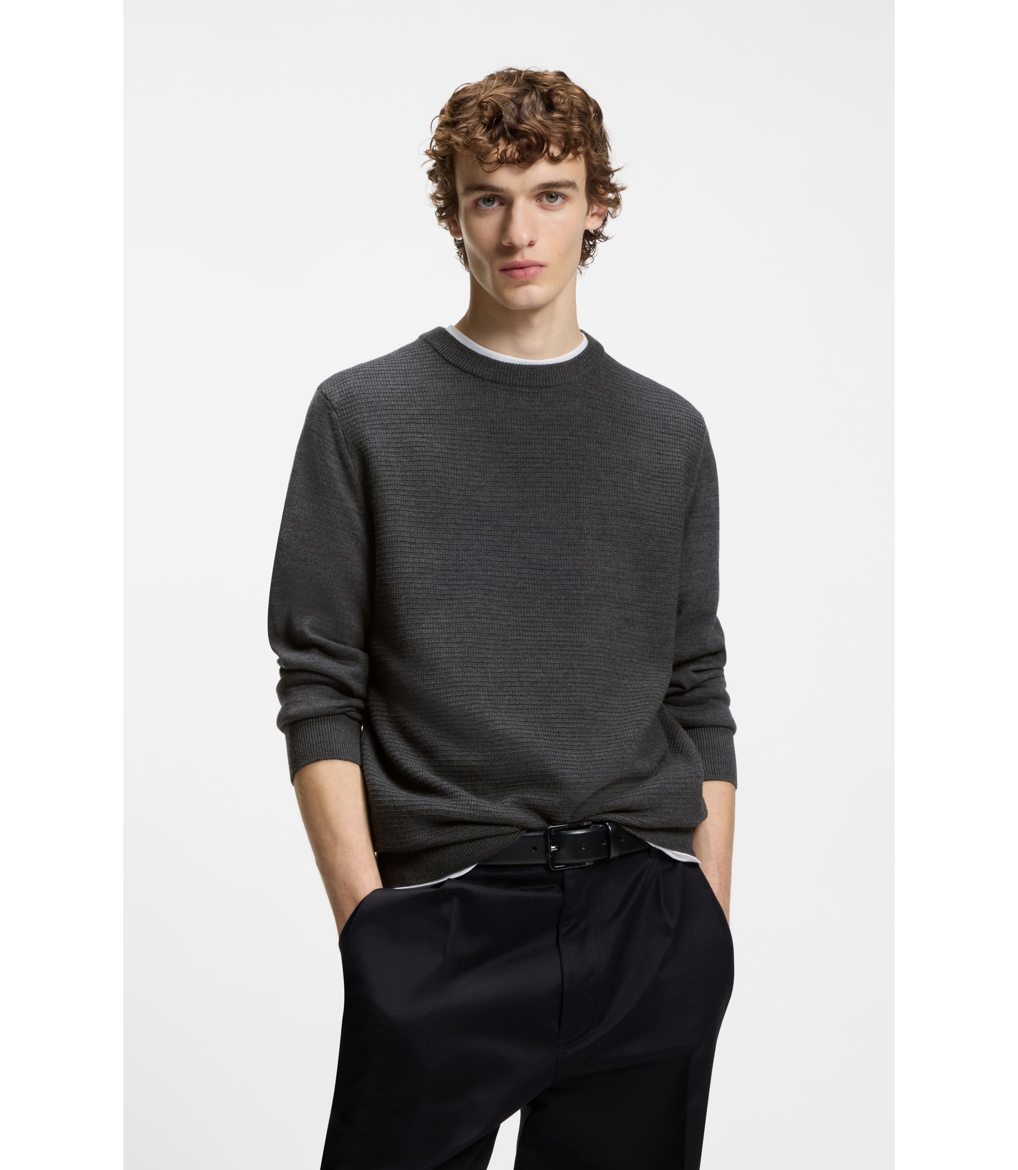 Pullover aus Schurwoll-Mix mit verschiedenen Strukturen