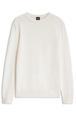 Mixed-structure sweater in a virgin-wool blend, Natural