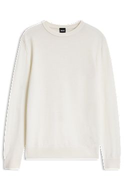 Mixed-structure sweater in a virgin-wool blend