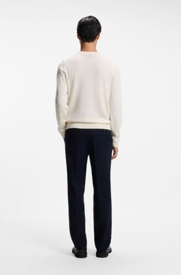 Mixed-structure sweater in a virgin-wool blend, Natural