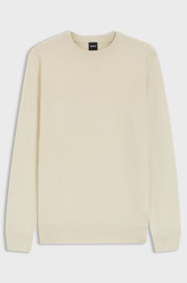 Mixed-structure sweater in a virgin-wool blend, Natural