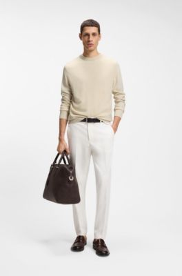 Mixed-structure sweater in a virgin-wool blend, Natural