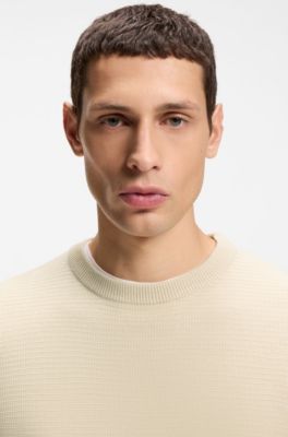 Mixed-structure sweater in a virgin-wool blend, Natural