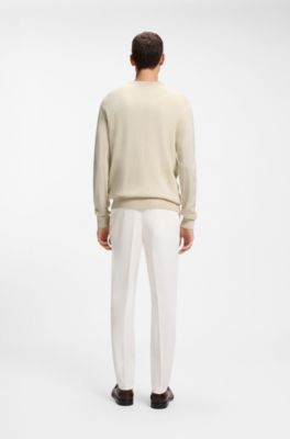 Mixed-structure sweater in a virgin-wool blend, Natural