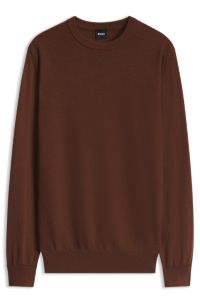 Mixed-structure sweater in a virgin-wool blend, Brown