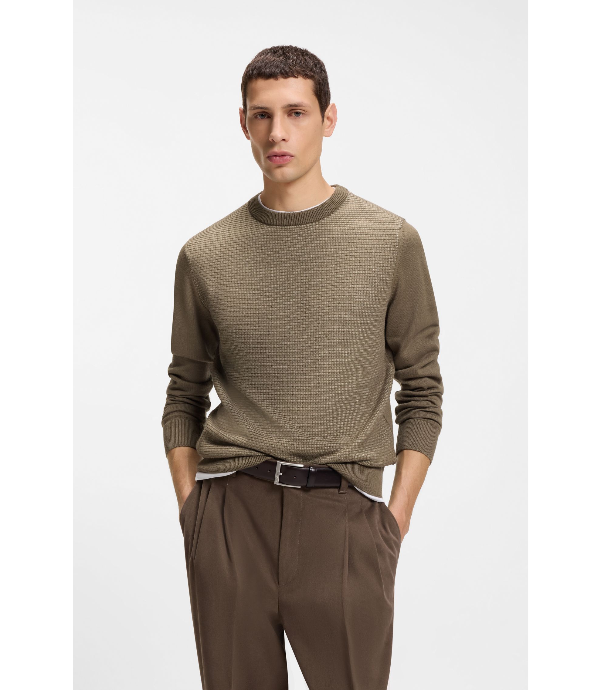 Pullover aus Schurwoll-Mix mit verschiedenen Strukturen