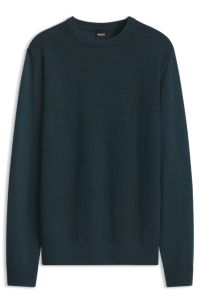 Mixed-structure sweater in a virgin-wool blend, Dark Blue
