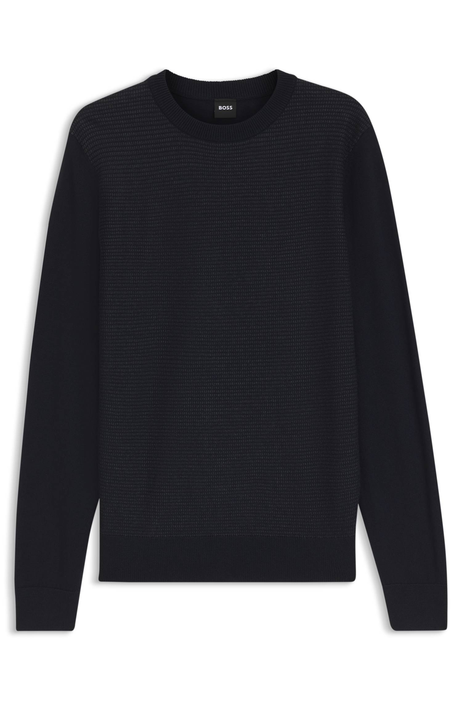 Boss Mixed-structure sweater in a virgin-wool blend stickade tröjor herr – bild 4