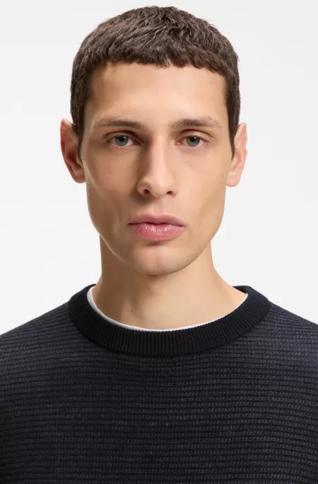 Mixed-structure sweater in a virgin-wool blend