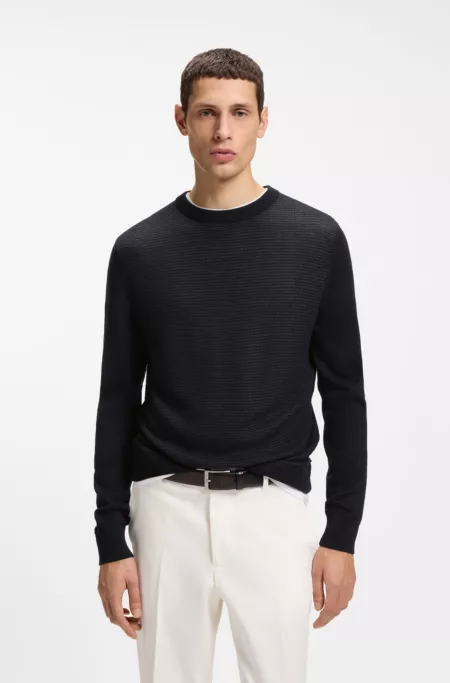 Mixed-structure sweater in a virgin-wool blend
