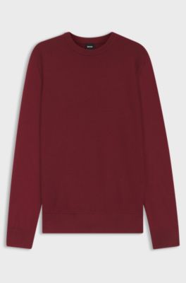 Mixed-structure sweater in a virgin-wool blend, Dark Red