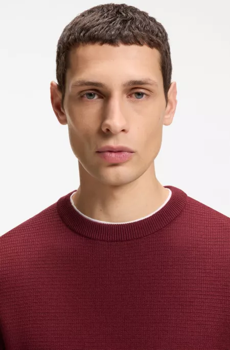 Mixed-structure sweater in a virgin-wool blend