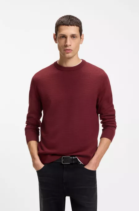 Mixed-structure sweater in a virgin-wool blend