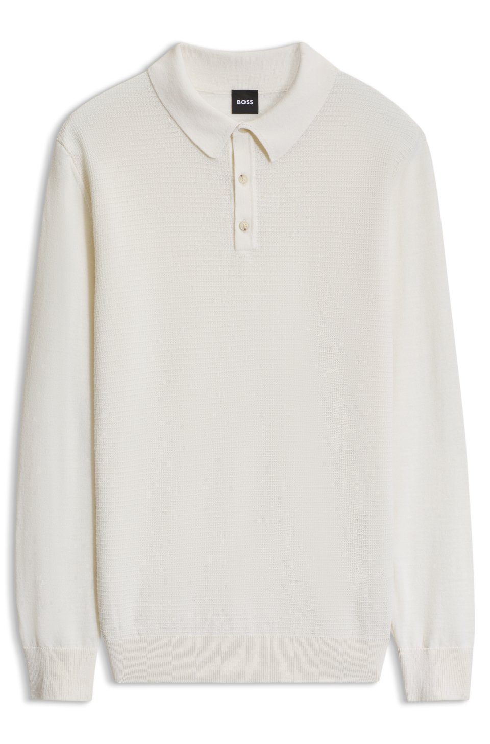 Mixed-structure knit polo in a wool blend