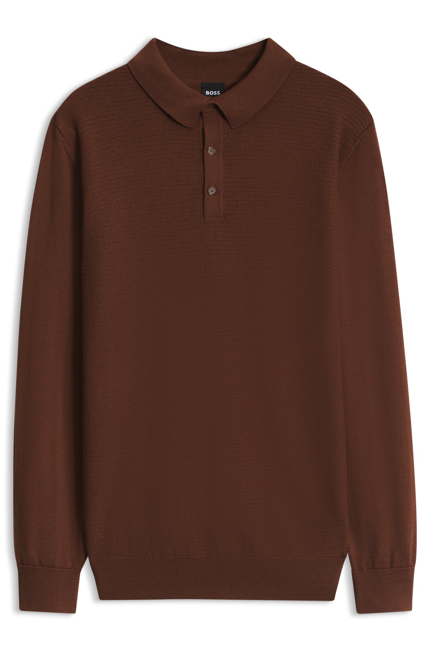 Boss Mixed-structure knit polo in a wool blend tröjor herr