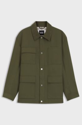 Water-repellent field jacket with checked lining, Olive