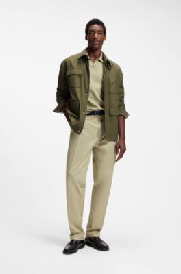 Water-repellent field jacket with checked lining, Olive