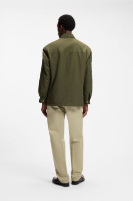Water-repellent field jacket with checked lining, Olive