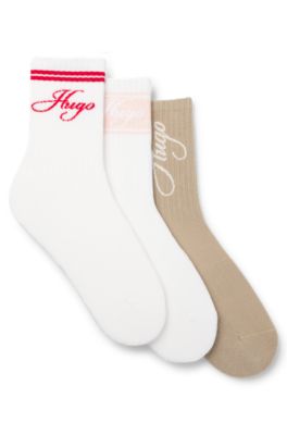 Three-pack of cotton-blend short socks, Patterned