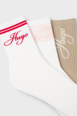 Three-pack of cotton-blend short socks, Patterned