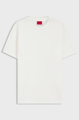 Cotton-blend T-shirt with creased effect, Natural