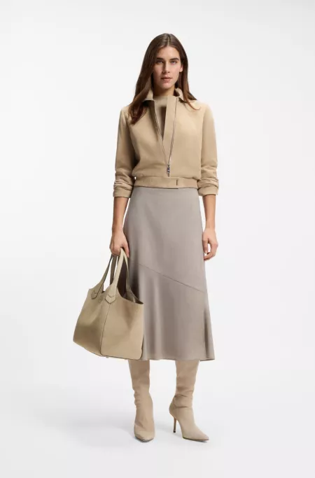 Cabas en cuir suédé avec finitions en cuir texturé