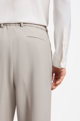 Relaxed-fit trousers in patterned virgin wool, Light Beige