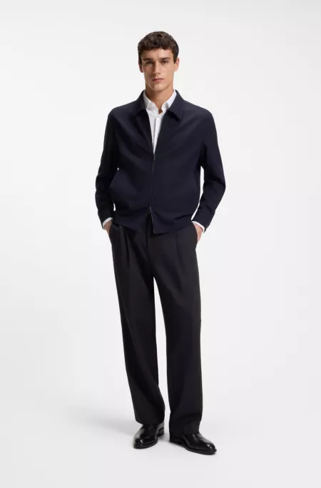 Relaxed-fit trousers in patterned virgin wool