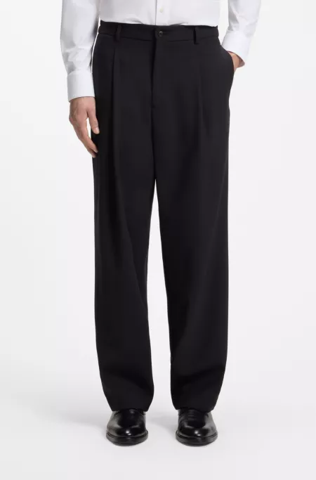 Relaxed-fit trousers in patterned virgin wool